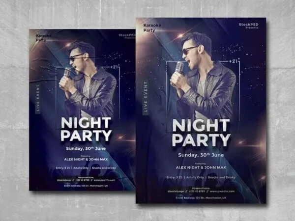 Glitter Party and Music Event Flyer Template 1