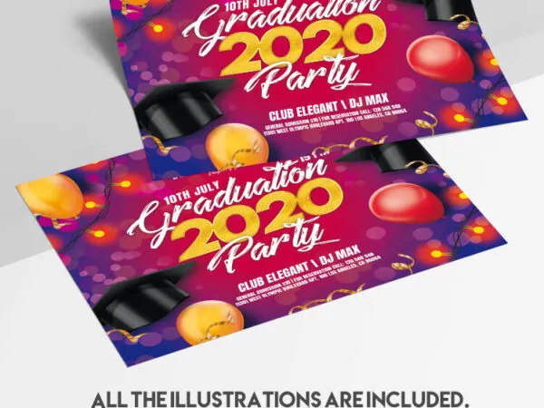 Glitter Pink Graduation Party Flyer Template 1