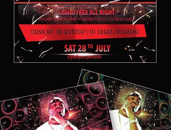 Glitter Rap Music Party Flyer Template 1