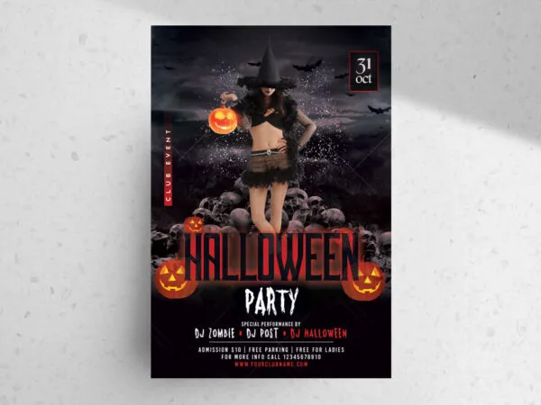 Glitter Spooky Halloween Party Flyer Template 1