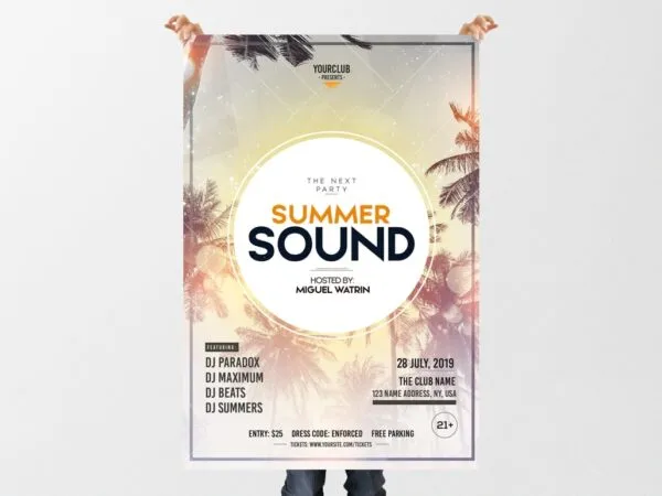 Glitter Tropical Summer Event Flyer Template 1