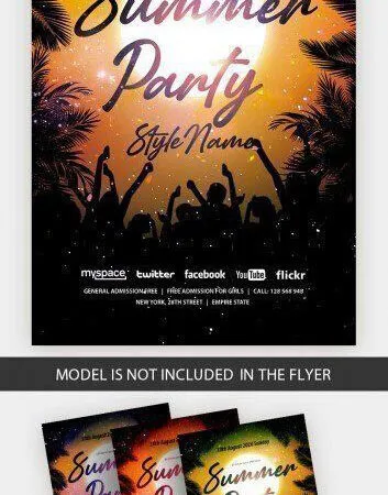 Glitter Tropical Summer Party Flyer Template 1