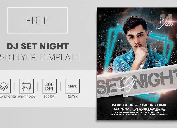 Glitter Urban DJ Party Flyer Template 1