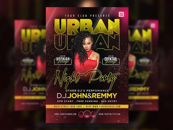 Glitter Urban Night Party Flyer Template 1
