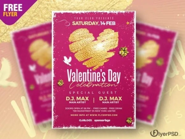 Glitter Valentines Day Flyer Template 1