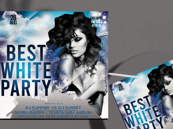 Glitter White Party Event Flyer Instagram Template 1