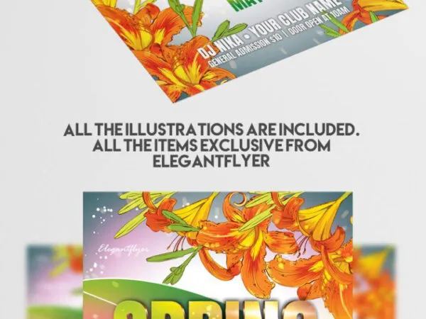 Glittering Illustrated Spring Break Flyer Template 1