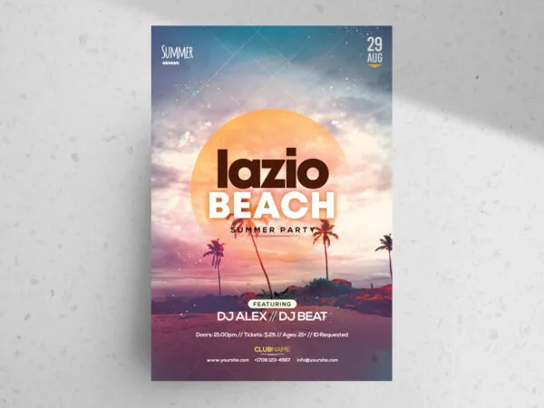 Glittering Tropical Beach Party Flyer Template 1