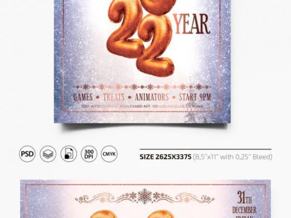 Glittery Classy New Year Event Flyer and Facebook Cover Templates 1