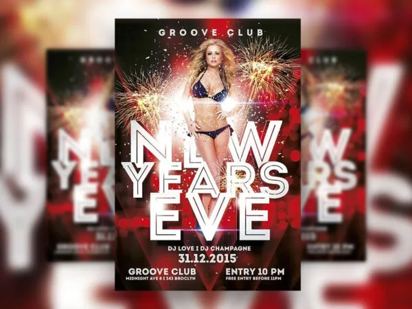 Glittery New Years Eve Party and DJ Artist Flyer Template 1
