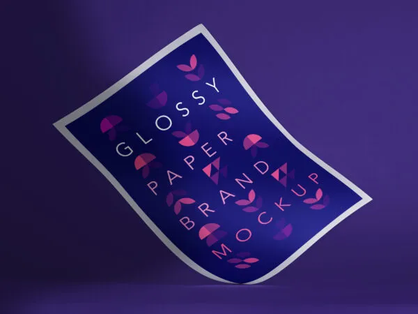Glossy Curled Paper Standing at an Angle Mockup 1