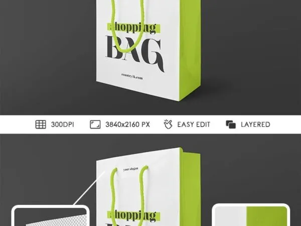 Glossy Plastic Shopping Bag Mockup 1