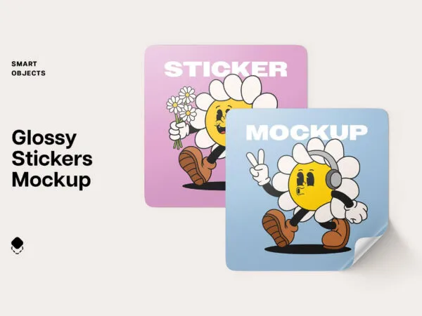 Glossy Stickers Mockup 1