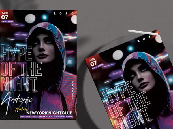 Glowy Futuristic DJ Event Flyer Template 1