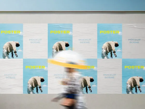 Glued Posters Mockup in Front Sight 1