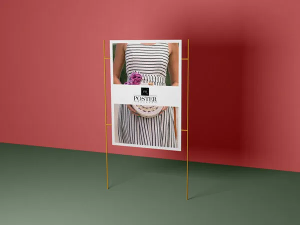 Gold Metal Stand Poster Mockup 1