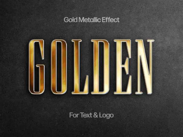 Gold Metallic Text Logo Effect 1