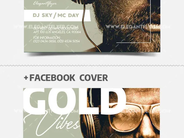 Gold and Luxury DJ Flyer Template Plus a Facebook Cover 1