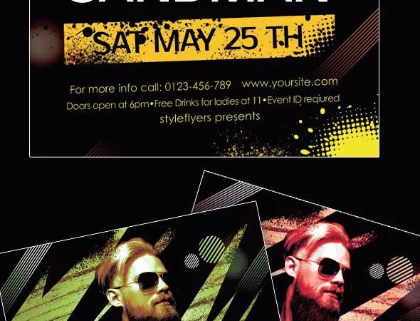Golden Black Modern Concert Flyer Template 1