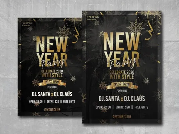 Golden Black New Years Eve Party Flyer Template 1