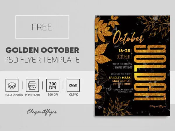 Golden Border Autumn Flyer Template 1