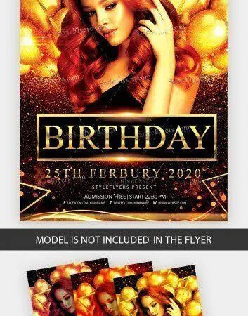 Golden Elegant Birthday Party Flyer Template 1