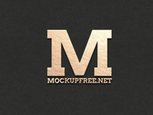 Golden Emboss Logo Mockup in Front Vision 1