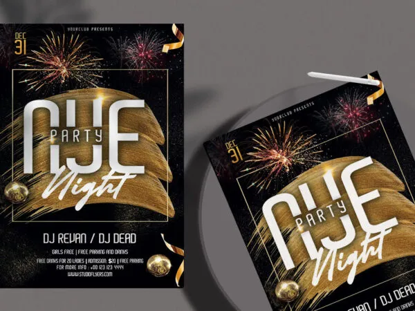 Golden Festive New Year Night Party Flyer Template 1