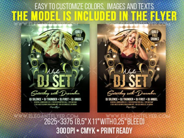 Golden Gray Modern DJ Music Event Flyer and Facebook Cover Templates 1