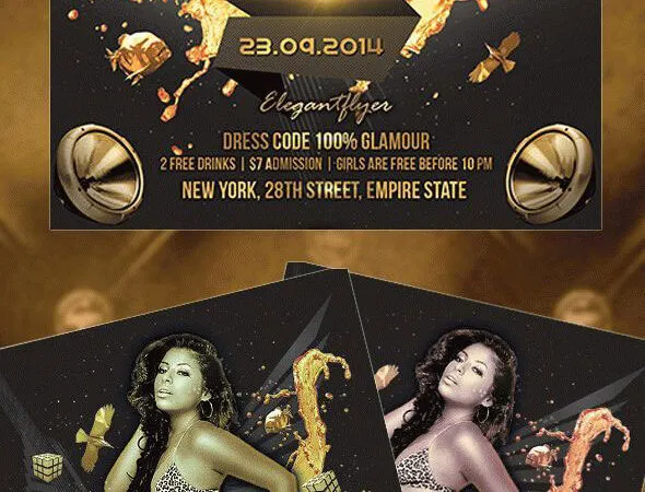 Golden Luxurious Night Party Flyer Template 1