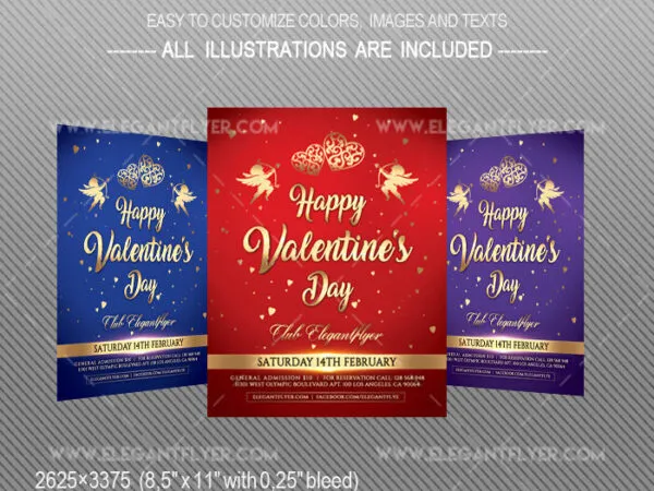 Golden Modern Typographical Valentines Day Party Flyer and Facebook Cover Templates 1