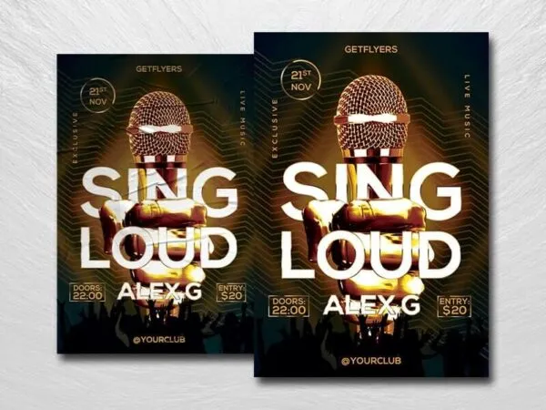 Golden Music Event Flyer Template 1