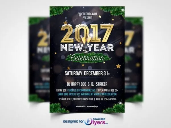 Golden and Black New Year Events Flyer Template 1