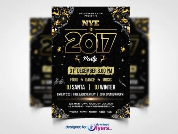 Golden and Black New Year Flyer Template 1