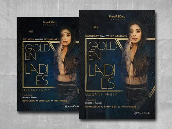 Golden and Black Party Flyer Template 1