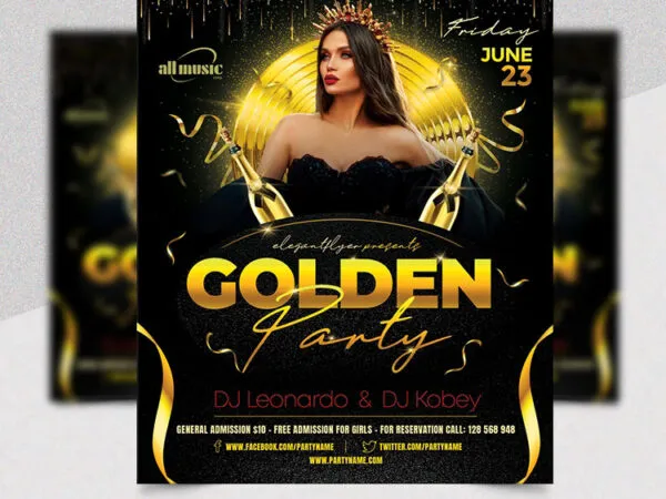 Golden and Luxury Party Flyer Template 1