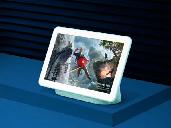 Google Home Hub Mockup in the Half Side View 1