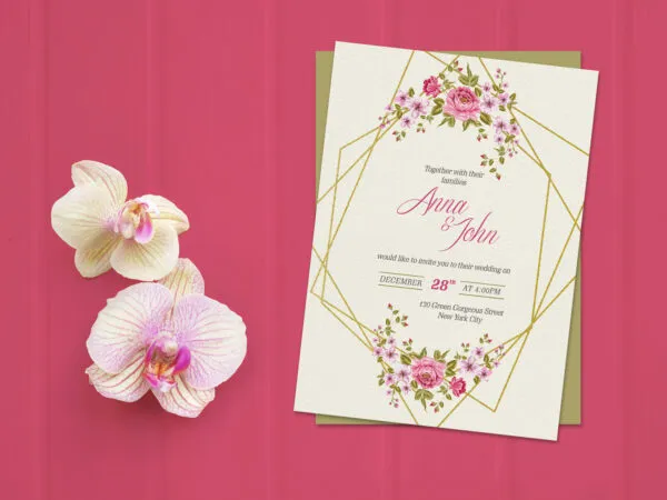 Gorgeous Wedding Invitation Card Mockup and Its Template 1