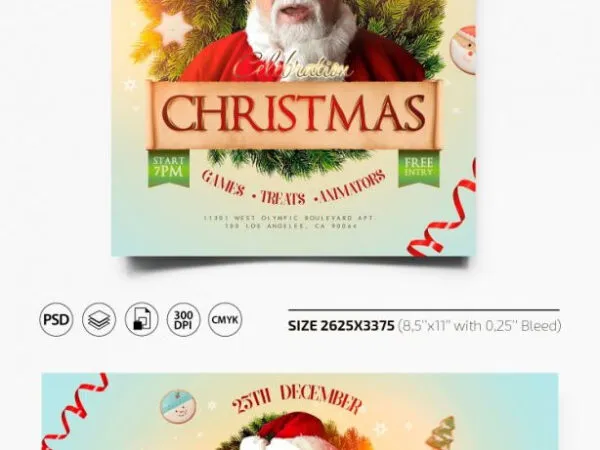 Gradient Christmas Flyer and Facebook Cover Template 1