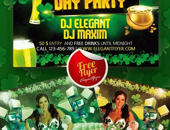Gradient Green St. Patricks Day Party Flyer Template 1