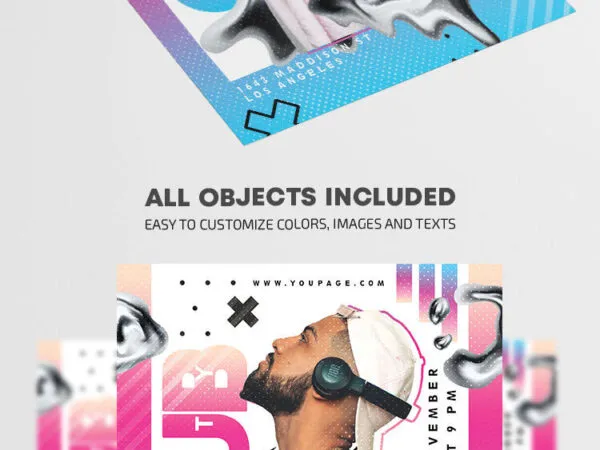 Gradient Modern Dotty Nightclub Flyer Template 1