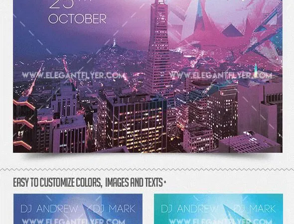 Gradient Neon Night Flyer Facebook Cover Template 1