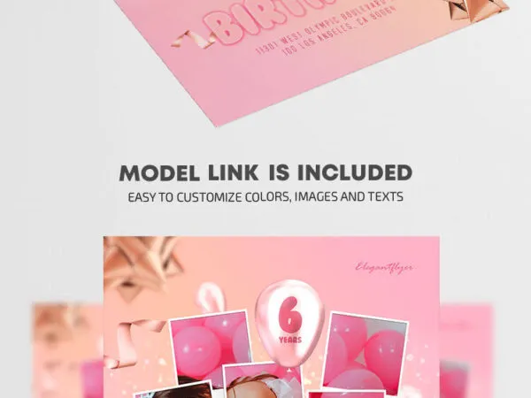 Gradient Pink Birthday Party Flyer Template 1