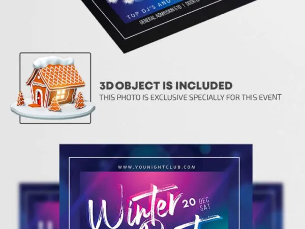 Gradient Snow Globe Winter Party Flyer Template 1