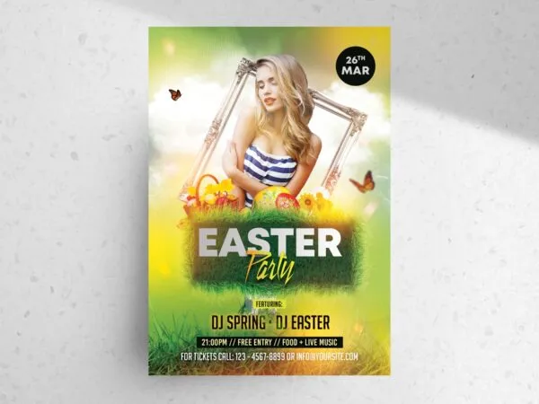 Gradient Spring Easter Party Flyer Template 1
