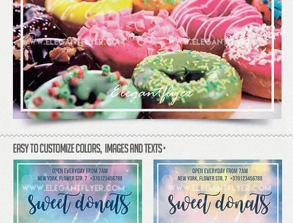 Gradient Sweet Donates Flyer Facebook Cover Template 1