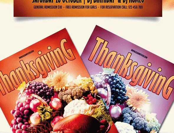 Gradient Thanksgiving Day Flyer and Facebook Cover Template 1