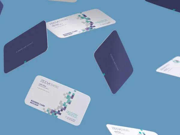 Gravity Business Cards Mockup in Front and Back View 1