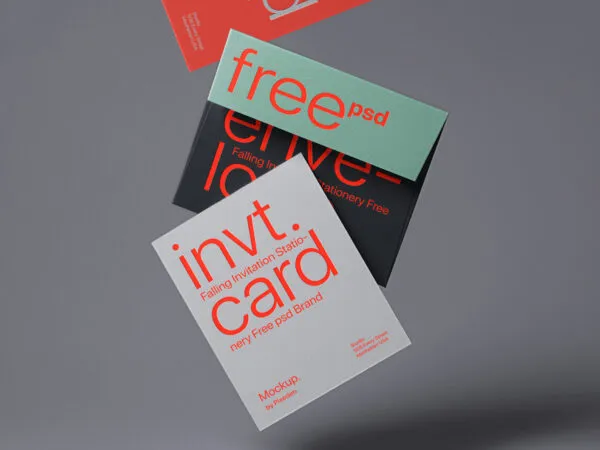 Gravity Card and Stationery Mockup in Facing View 1