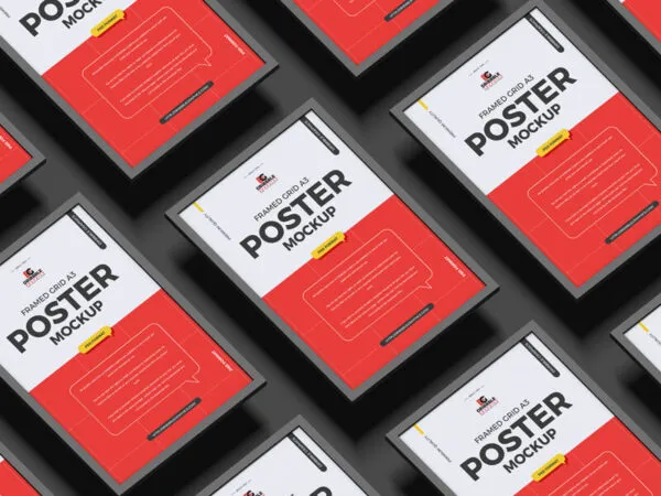 Gravity Framed Grid A3 Poster in Three Rows Mockup 1